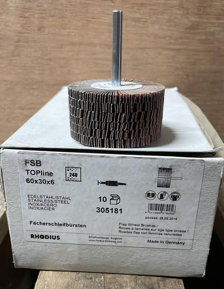 Bild 1 von RHODIUS - 10 Fächerschleifbürsten (60 x 30 x 6mm) [P240]