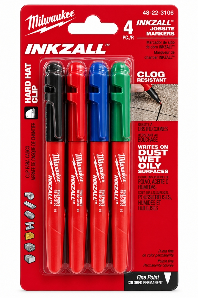 Bild 1 von MILWAUKEE INKZALL Permanentmarker-Set (4-teilig, Schwarz/Rot/Blau/Grün) 48223106