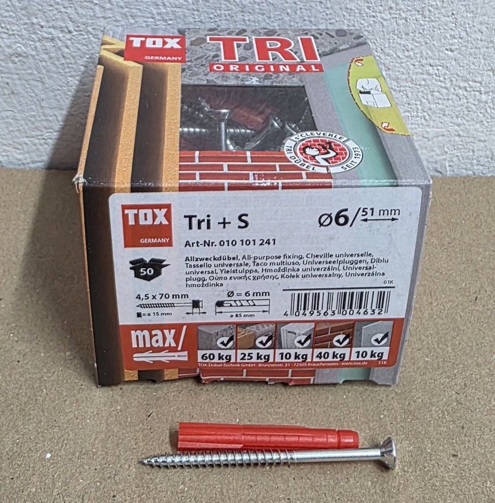 Bild 1 von TOX Dübel-Sortiment Ø 6 x 51 mm 'Tri + S' (50 Dübel + 50 Schrauben)