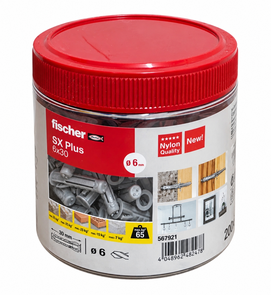 Bild 1 von FISCHER Spreizdübel 'SX Plus Ø 6 x 30 mm' (Nylon) in Runddose 567921