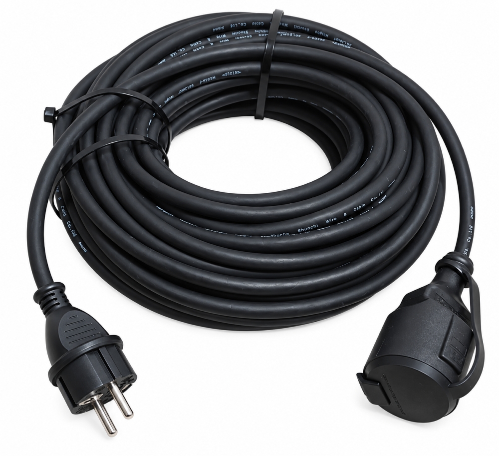 Bild 1 von VIVANCO Outdoor-Verlängerungskabel 20M SCHWARZ (IP44, H05RR-F 3G1,5 mm²)