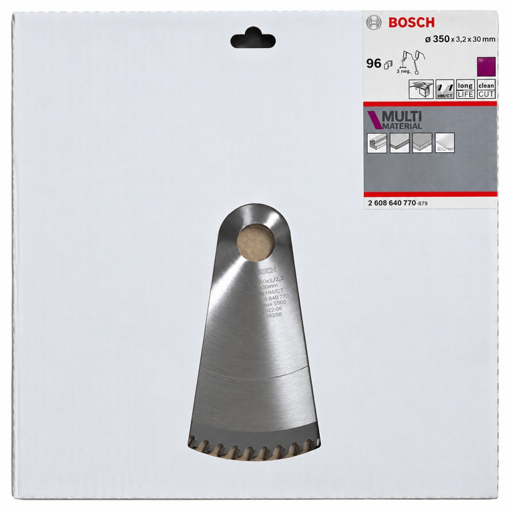 Bild 1 von BOSCH Kreissägeblatt (Ø 350 x 3,2 x 30mm, 96 Hartmetall Zähne) Multi Material
