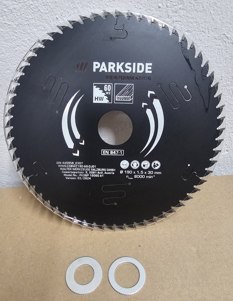 Bild 1 von Kreissägeblatt Ø 190 x 30 / 20 / 16 x 1,5 mm (60 Hartmetall Zähne)