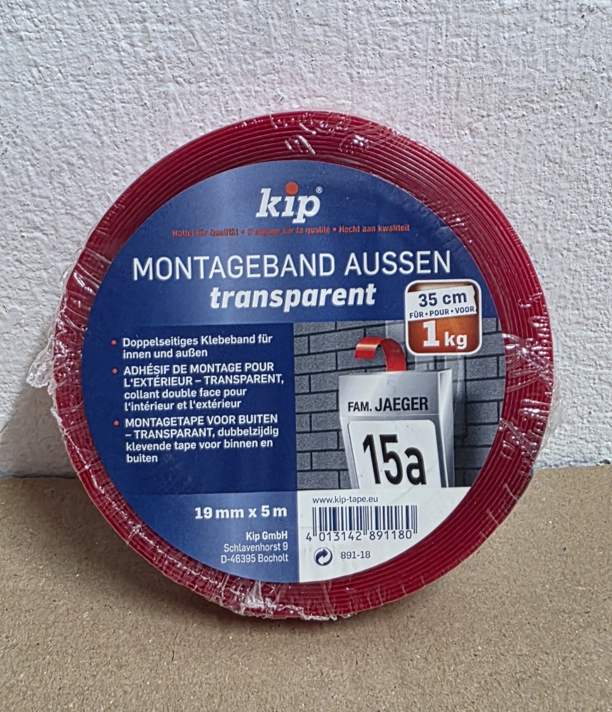 Bild 1 von KIP Montageband Aussen Transparent Doppelseitig (19mm x 5m)