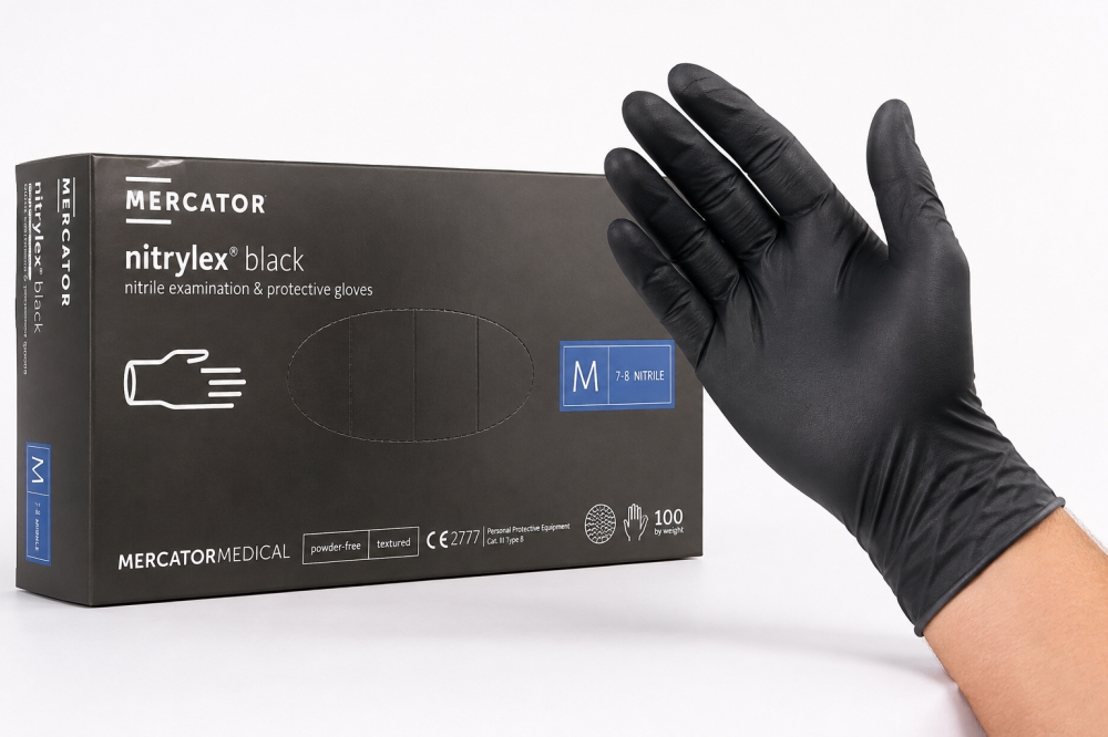 Bild 1 von MERCATOR Nitrilhandschuhe schwarz 'Nitrylex'  / (Gr.) 100 Paar - Gr. L