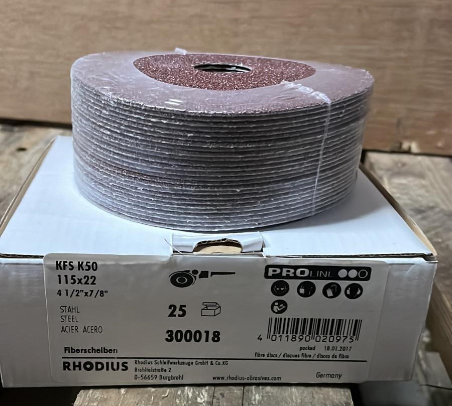 Bild 1 von RHODIUS - 25 Fiberscheiben für Winkelschleifer (115 x 22mm) [P50]