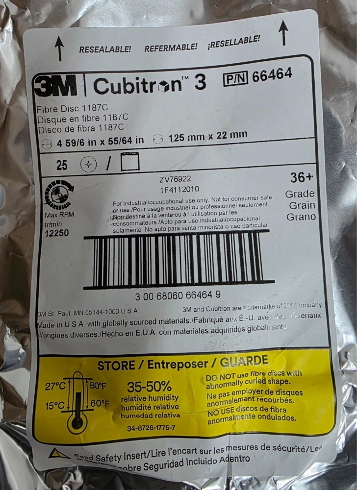 Bild 1 von 25x 3M CUBITRON 3 Fiberscheiben '1187C' (125 x 22,23mm, P36)