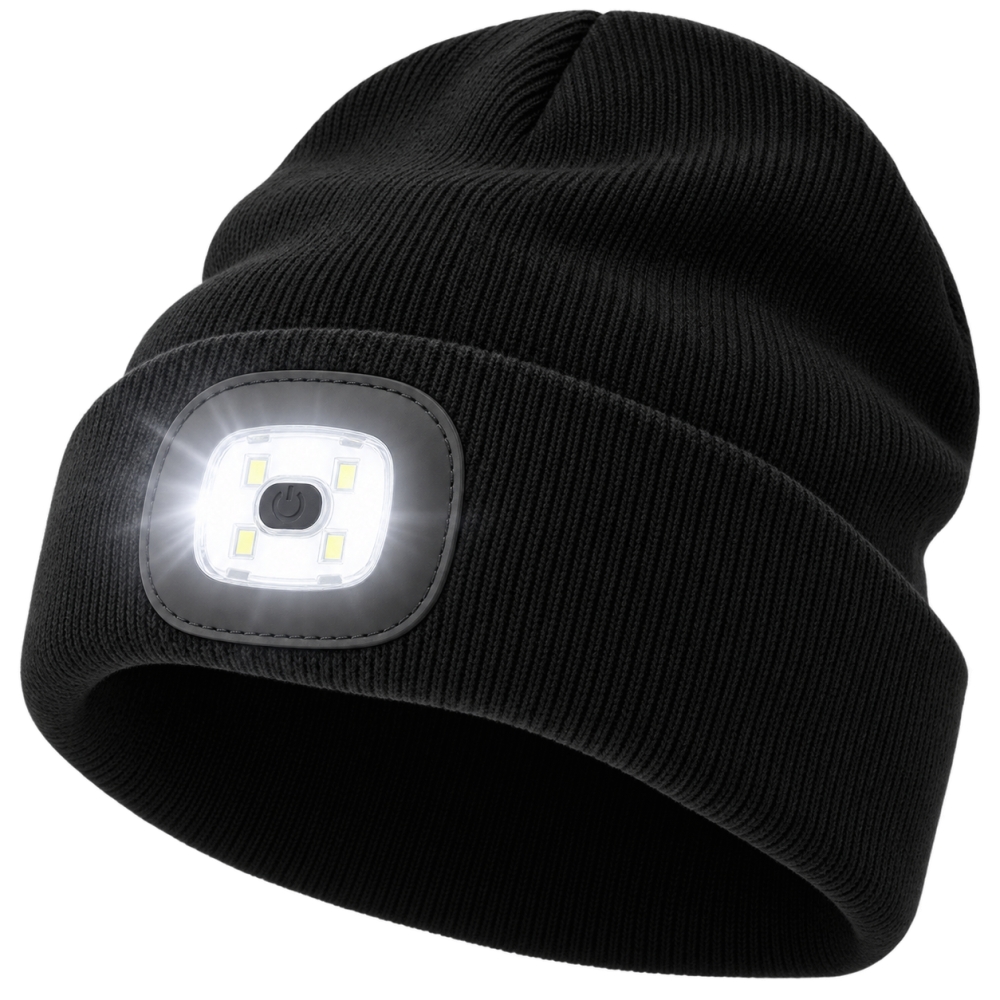 Bild 1 von PROCERA LED-Strickmütze mit USB-Aufladung und 3 Leuchtstufen 'LED BLACK' (Schwarz)
