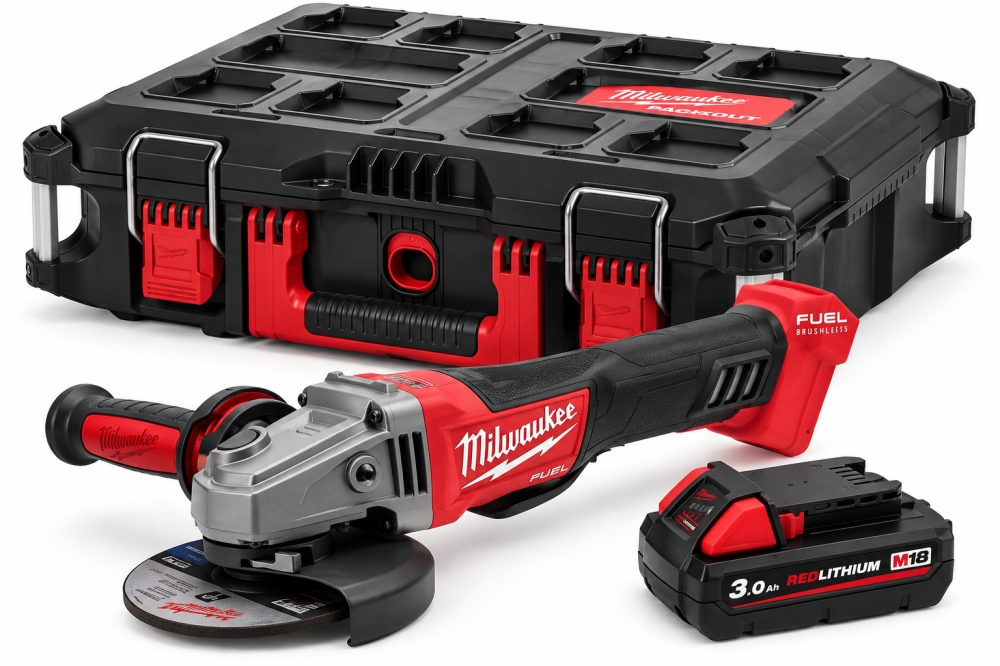 Bild 1 von MILWAUKEE Akku-Winkelschleifer 'M18 CAG125X' 18 V (125 mm, 8.500 U/min) inkl. 3,0 Ah Akku im PACKOUT