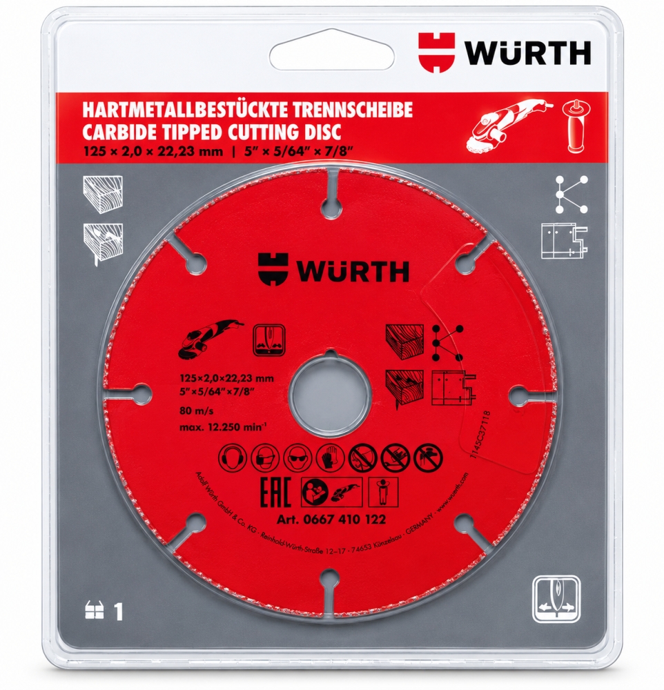 Bild 1 von WÜRTH Hartmetall-Multi-Trennscheibe Ø 125 mm 22,23 mm für Holz, Kunststoff & Metall (0667410122)