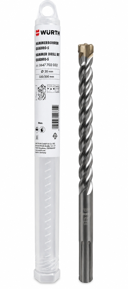 Bild 1 von WÜRTH Hammerbohrer SDS-max (Ø 20 x 320 / 200 mm) 'Quadro-S' 4-Schneider