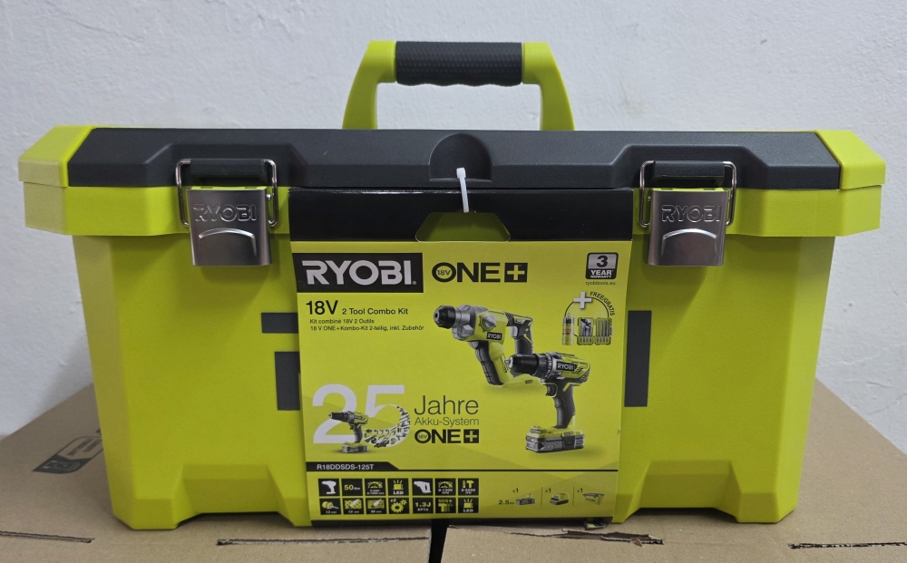 Bild 1 von RYOBI Akku-Maschinen-Set 'ONE+ R18DDSDS-125T' 18 V Akku-Bohrschrauber und -Bohrhammer (1x Akku)