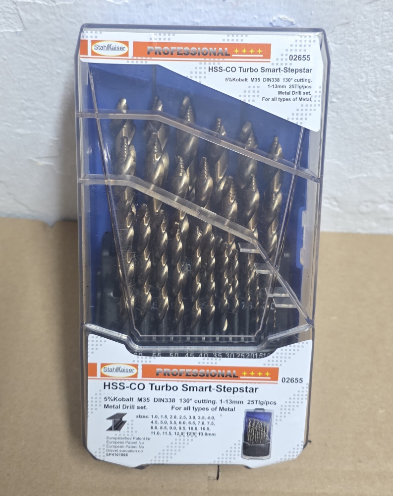 Bild 1 von STAHLKAISER HSS-Co Metallbohrer-Satz 'Turbo Smart-Stepstar' (25-teilig, 1–13mm, 5% Kobalt)