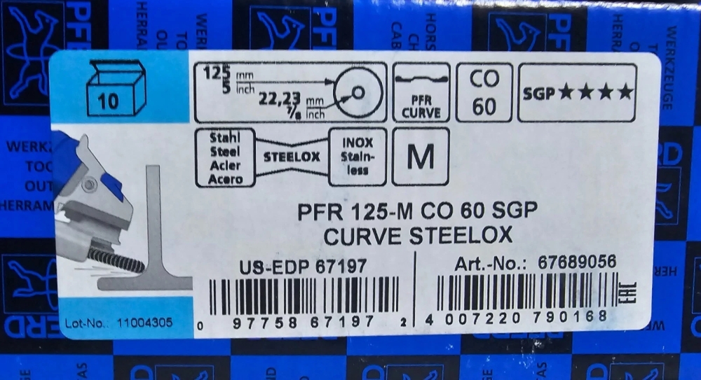Bild 1 von 10x PFERD Fächerscheibe (Ø 125 x 22,23mm, P60) 'Polifan Curve' Keramik ROT