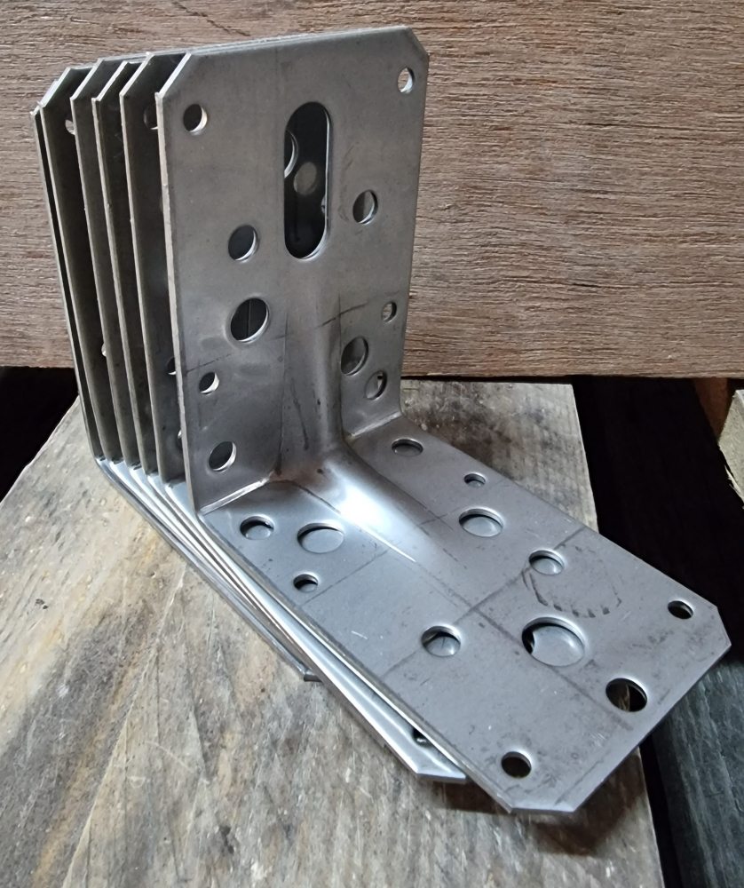 Bild 1 von 6 x Schwerlast-Winkelverbinder mit Steg (90 x 90 x 60 mm, Edelstahl)