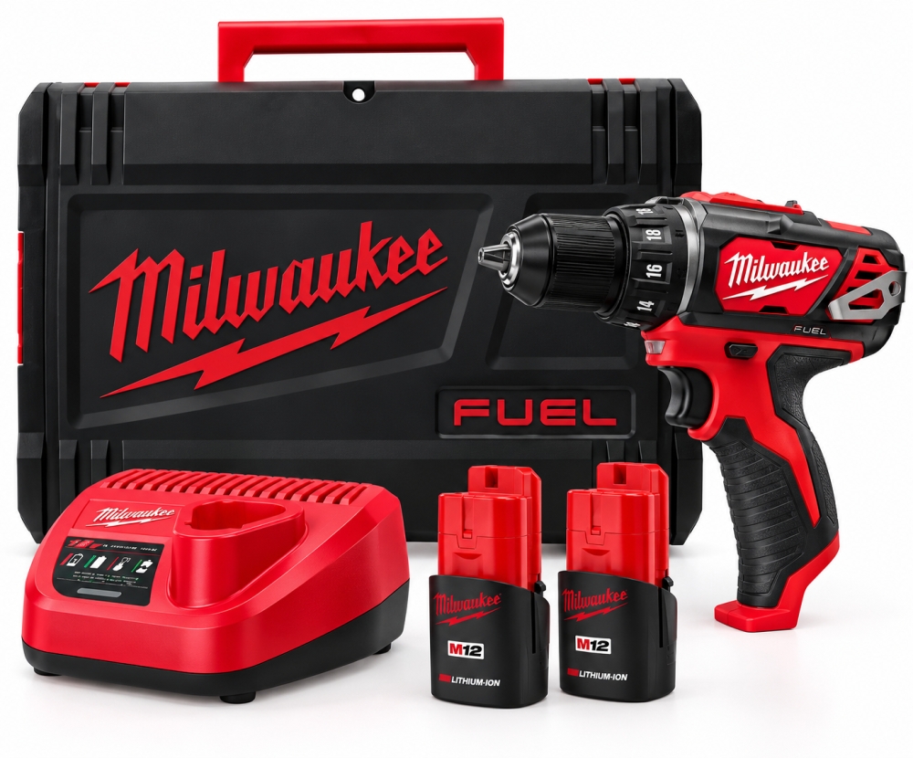 Bild 1 von MILWAUKEE M12 Akku-Bohrschrauber 'M12 BDD-202X' (12 V, 30 Nm, 2x 2,0 Ah Akku, HD Box) 4933446040