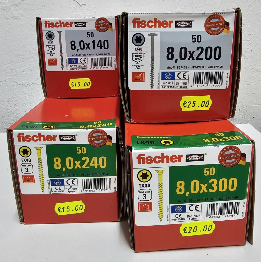 Bild 1 von 50x FISCHER Holzbauschrauben TX (zum auswählen)  / (Art) 8 x 240 Verzinkt Senkkopf