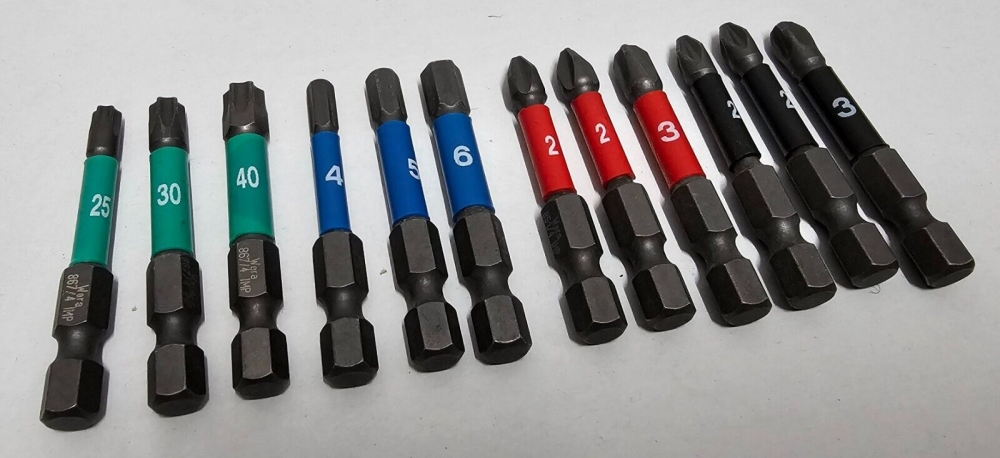 Bild 1 von WERA Impaktor Diamant Lang-Bitsatz Torx + HEX + Kreuz (12-teilig)