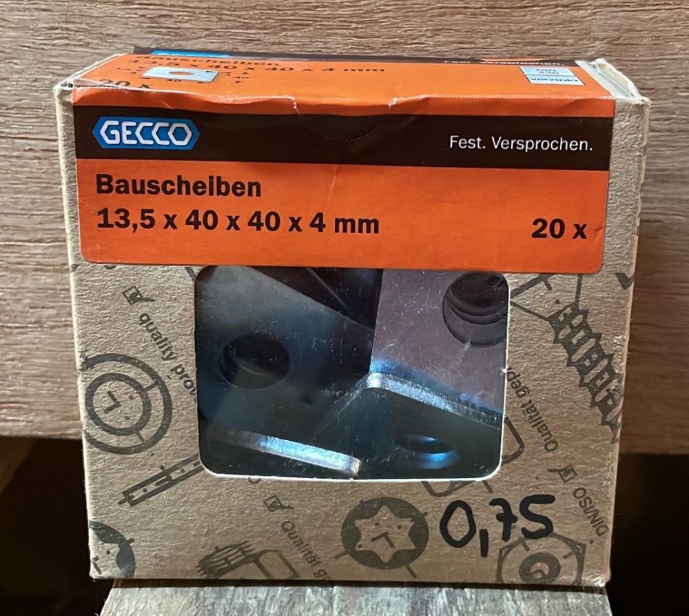 Bild 1 von Unterlegscheiben 20 Stück (vierkant, verzinkt) [13,5 x 40 x 40 x 4 mm] für M12