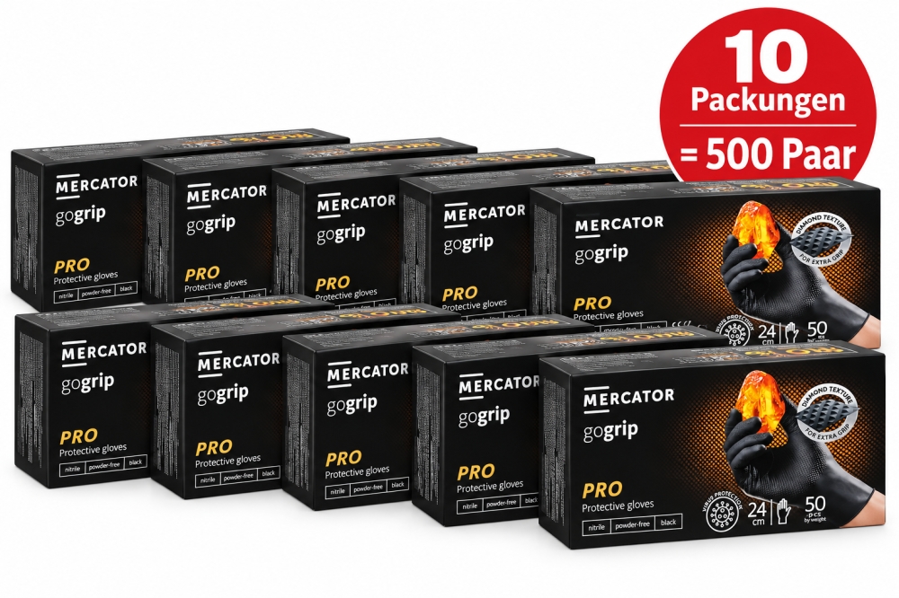 Bild 1 von MERCATOR Nitrilhandschuhe schwarz 'GoGrip Pro'  / (Art) 500 Paar - L