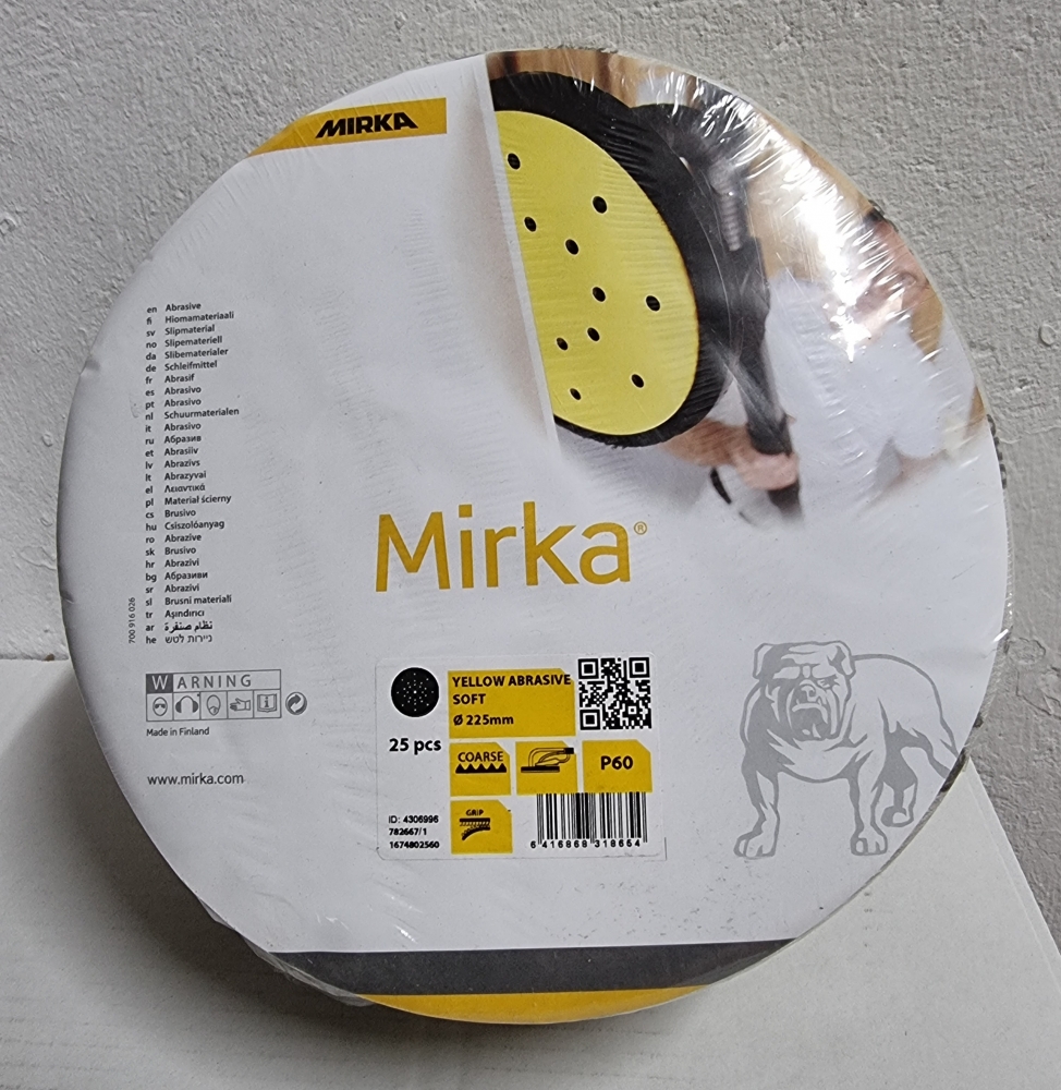 Bild 1 von 25x MIRKA Yellow-Soft Schleifscheiben Ø 225mm P60