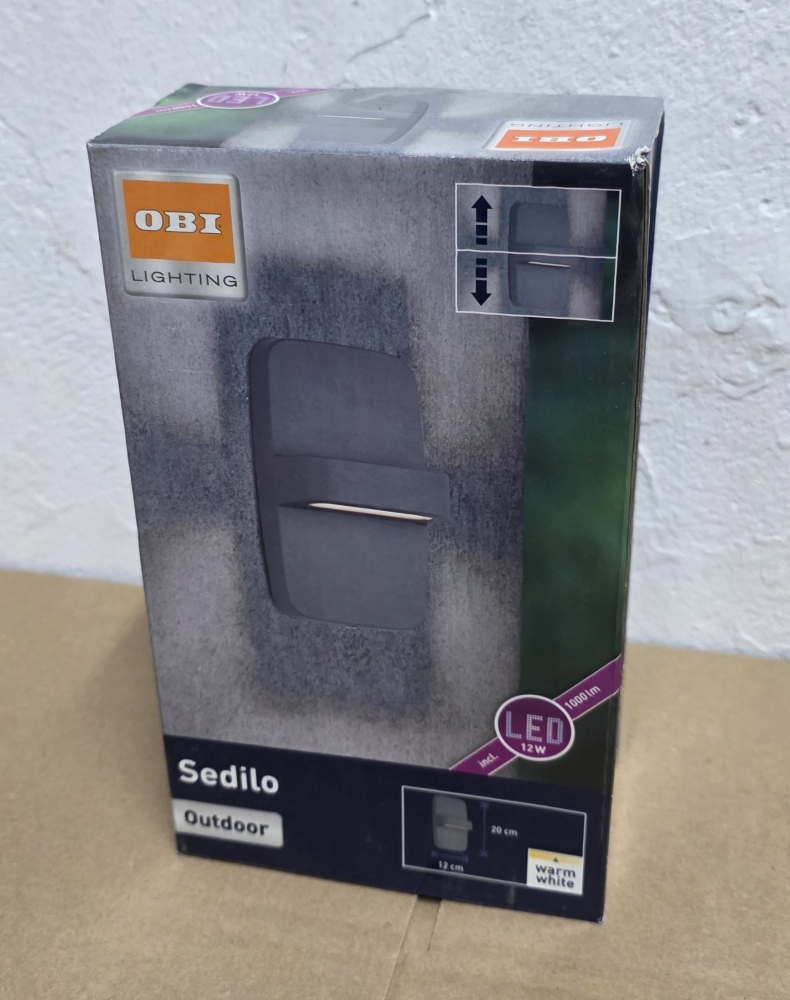 Bild 1 von OBI Außenwandleuchte LED 'Sedilo' Aluminium dunkelgrau – modernes Design (12W, 1000lm, 3000 K, IP65)