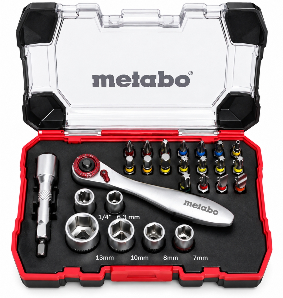 Bild 1 von METABO Bit- und Steckschlüssel-Satz mit Mini-Ratsche 1/4