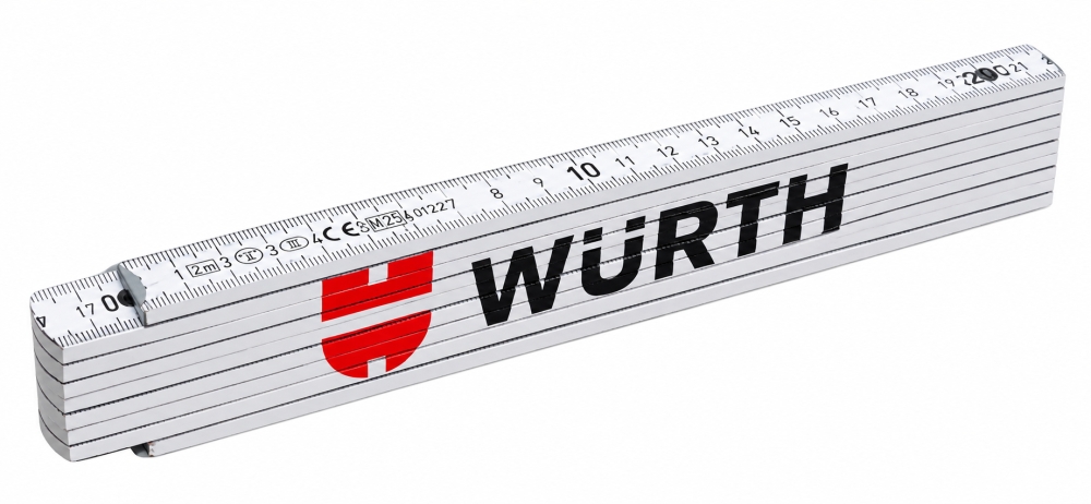 Bild 1 von WÜRTH X BAUMA Zollstock Gliedermaßstab 2 m weiß (10-gliedrig, beidseitige Skala)