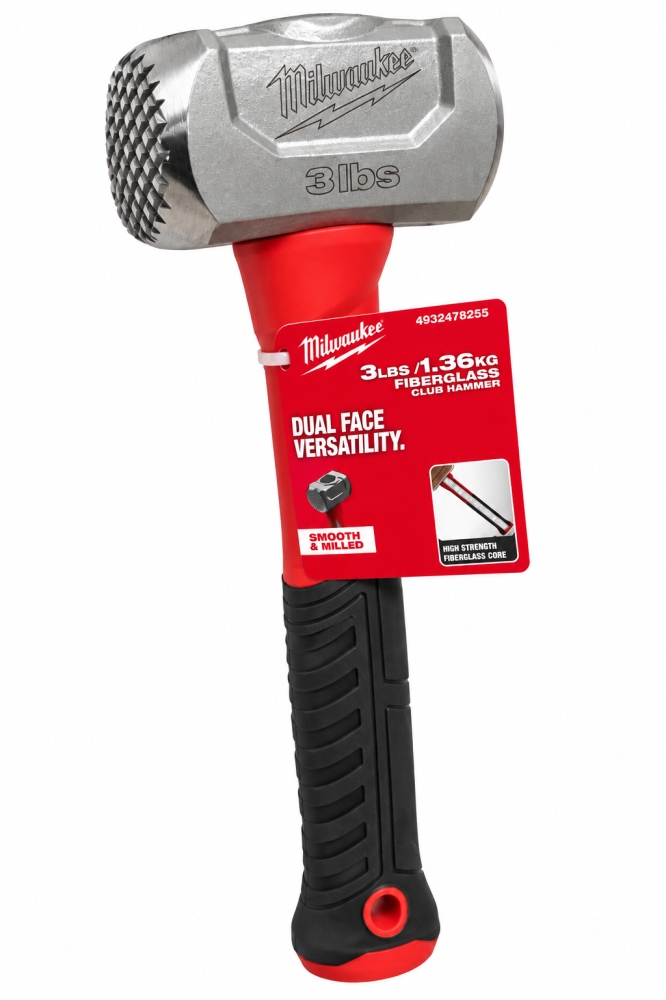 Bild 1 von MILWAUKEE Fäustel mit Fiberglasstiel 1,36 kg (3 lbs, glatte & geriffelte Schlagfläche) 4932478255