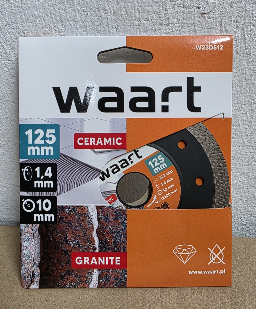 Bild 1 von WAART Diamanttrennscheibe (Ø 125 x 1,4 x 22,23mm) für Fliesen Granit Feinsteinzeug