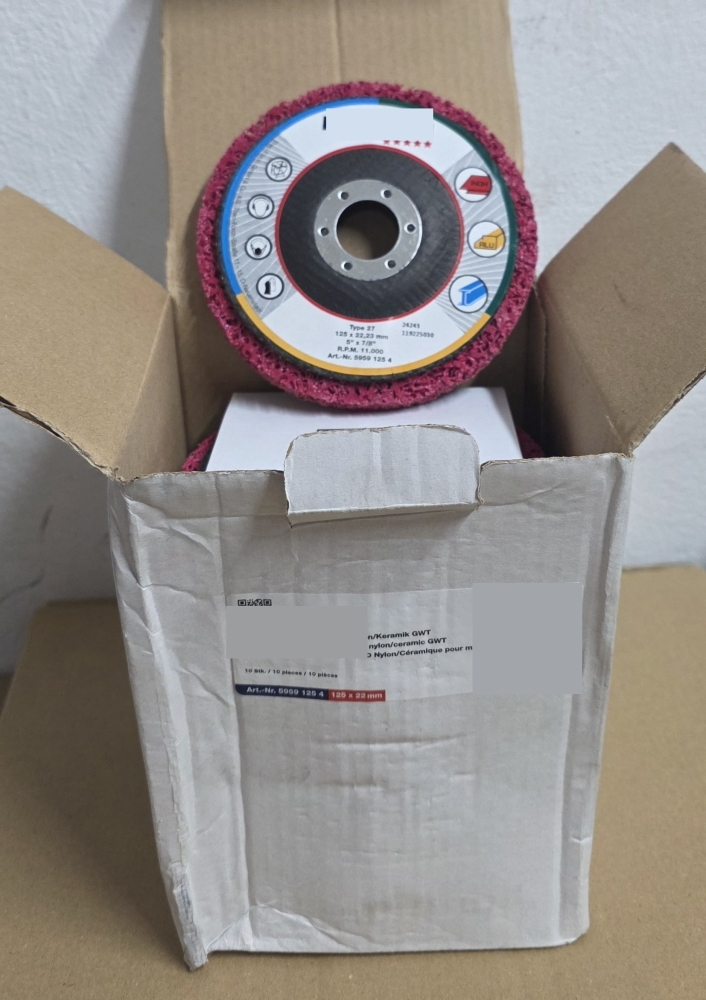 Bild 1 von 10x Hartvlies-Reinigungsscheibe (Ø 125 x 22,23 mm) 'Nylon / Keramik Red'