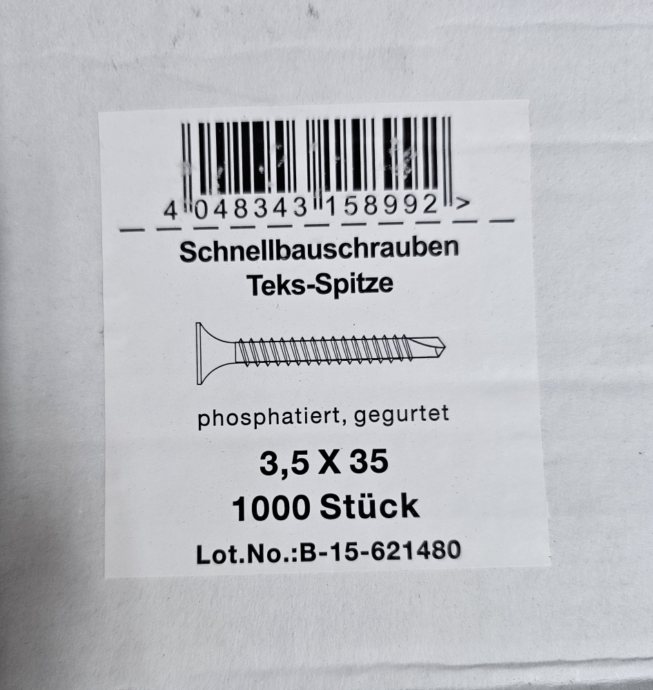 Bild 1 von Schnellbauschrauben gegurtet mit Bohrspitze (1000 Stück, 3,5 x 35mm)