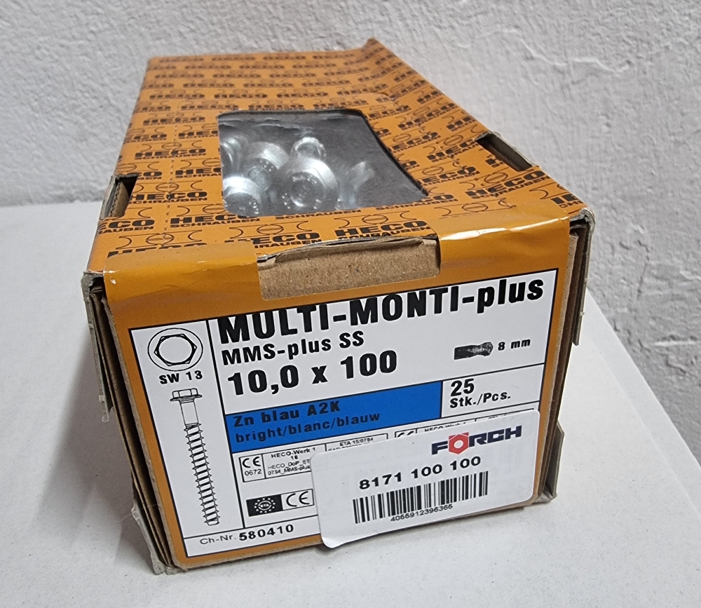 Bild 1 von MULTI-MONTI 25x Betonschraube mit angepresster Scheibe 10,0 x 100 mm 