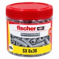 200x FISCHER Dübel 'SX 6 x 30' (Nylon, für Ø 4–5 mm Schrauben) in Dose